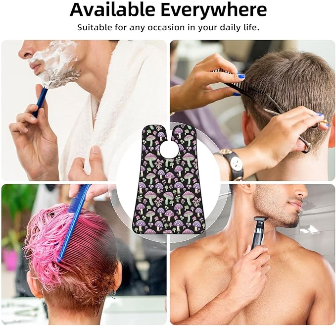 Adjustable Beard Catcher Apron, Goth Red Muchrooms Shave Bib, Non-Stick Waterproof Grooming Bib, Shaving Essential for Men Dad Christmas