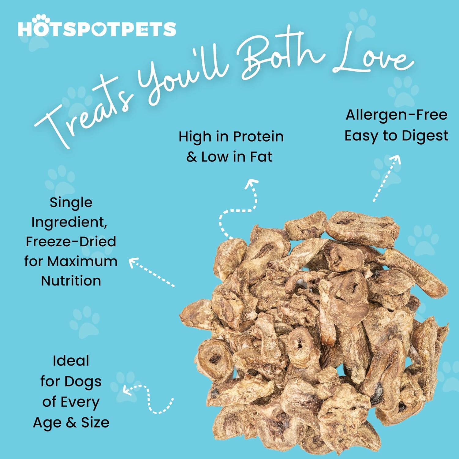hotspot pets Freeze Dried Turkey Hearts Treats for Cats & Dogs -Made in USA, 1lb Big Bag, Single Ingredient All Natural Grain-Free Turkey Heart - Great for Training, As a Topper or Snack