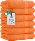 DAN RIVER 6-Pack Premium Hand Towels (16x28 Inches) - 100% Cotton, Ultra Soft, Lightweight, Highly Absorbent Towels for Bathroom, Spa, Gym, Salon, Hotel, and Travel - Orange