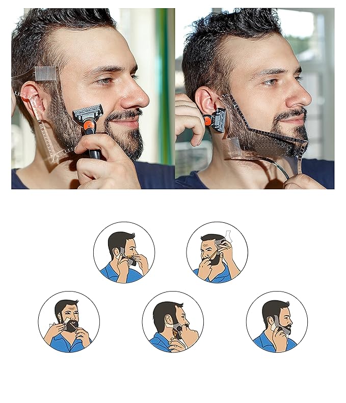 Beard styling template Men clear beard styling Men clear grooming tool for men's chin, cheeks and neckline combine with a beard razor electric trimmer or scissors