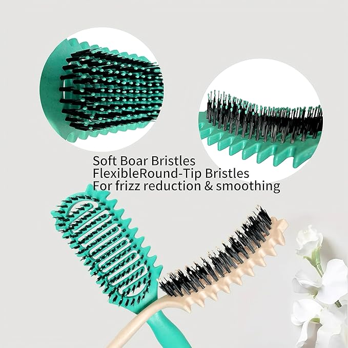 New Curly Hair Brush Ventilated Boar Bristle Hair Brush,Curl Defining Brush,For Curly Hair Wet,Curl Defining Brush For Women And Men(Rose Red)