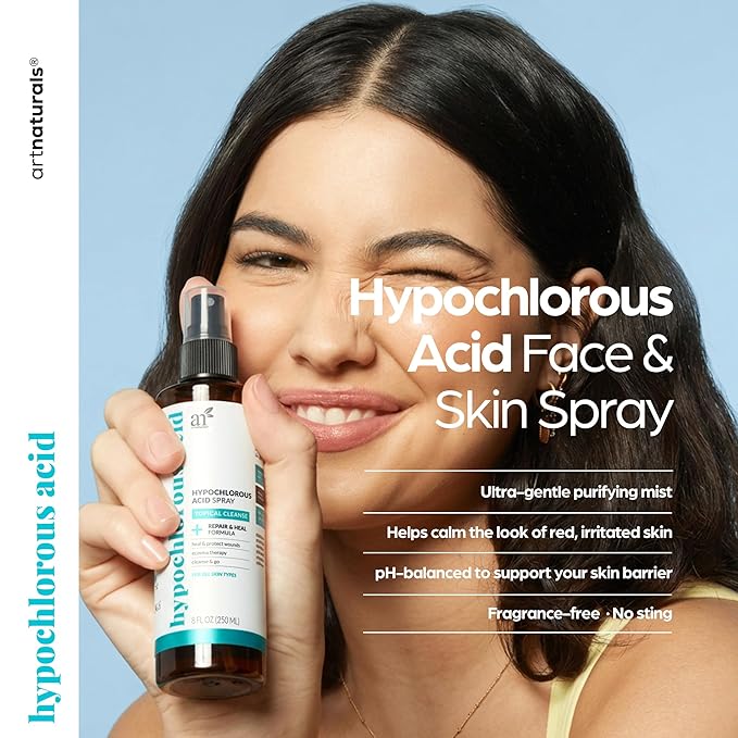 Artnaturals Hypochlorous Acid Face & Skin Spray – Gentle Daily Facial Mist, pH-Balanced, Fragrance-Free, Soothing Cleanser for Sensitive Skin – 8 fl oz