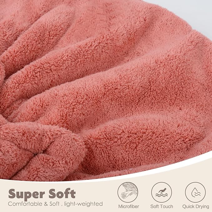 SUNLAND Large Microfiber Hair Drying Caps with Bow Knot Fast Drying Shower Cap Soft and Absorbent hairWrap Hair Turban Bath Caps for Curly Thick and Wet Hair 11 X 13.4 inch 2 Pack Red
