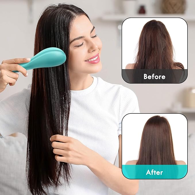 Detangling Hair Brush Set - 2 Pack Detangler Hairbrush with Ultra Soft Bristle for Effortless Tangle Removal - For Dry Wet Damaged Curly Hair for Men Women Girls Boys Kids - Purple & Pink