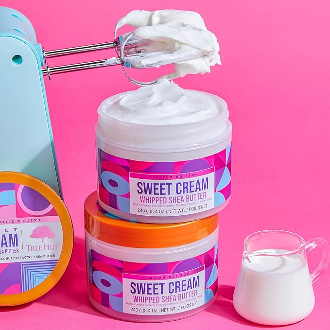 Tree Hut Sweet Cream Whipped Shea Body Butter | Long-lasting Hydration Leaves Skin Feeling Soft & Moisturized | Limited Edition Fall | Nourishing Essential Body Care | 8.4 fl oz. (Pack of 2)
