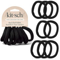 Kitsch Seamless Hair Ties No Damage - Stretchable Hair Bands for Strong All-Day Hold, Ponytail Holders | Hair Accessories for Girls | Ideal Gifts for Women - Black 8 Pcs