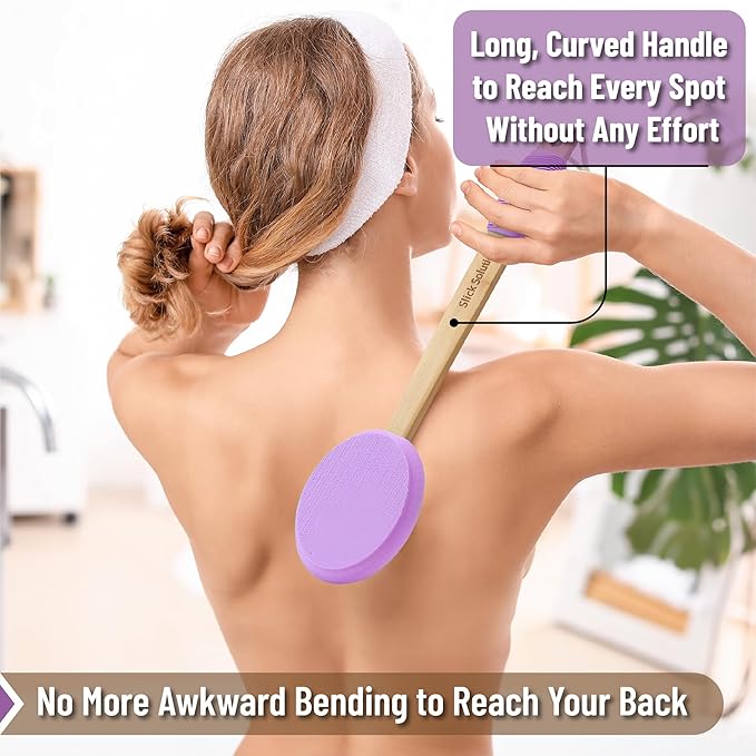 Slick- Lotion Applicator, 17 Inch, Purple, Back Applicator Lotion, Certified Organic, Easy Reach Washable, Self Tanner for All Skin Tone