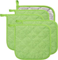 100% Cotton Kitchen Everyday Basic Terry Pot Holder Heat Resistant Coaster Potholder for Cooking and Baking Set of 5 Apple Green
