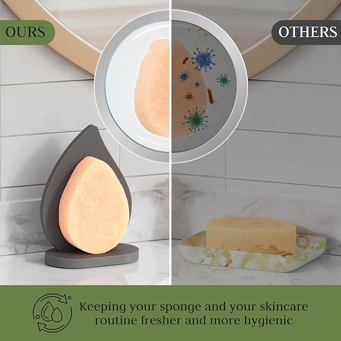 Facial Sponge Holder Compatibe with Buff-Puff Facial Sponge, Diatomite Water Absorbing Stone Drying Makeup Sponge Holder for Bathroom Counter