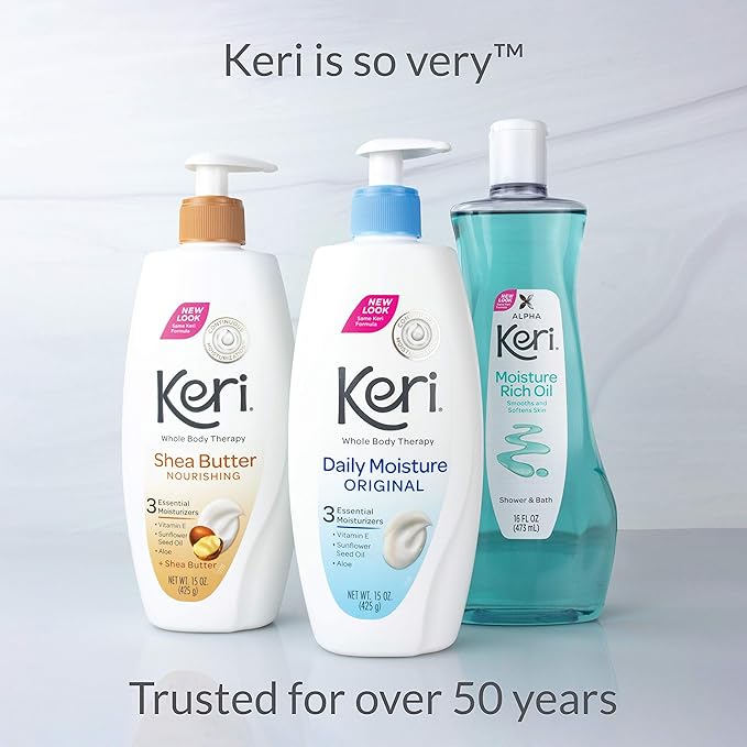 Keri Whole Body Therapy Original, Continuous Moisturization, 3 Essential Moisturizers (Vitamin E, Aloe and Sunflower Seed Oil), 20 Oz (Pack of 2)