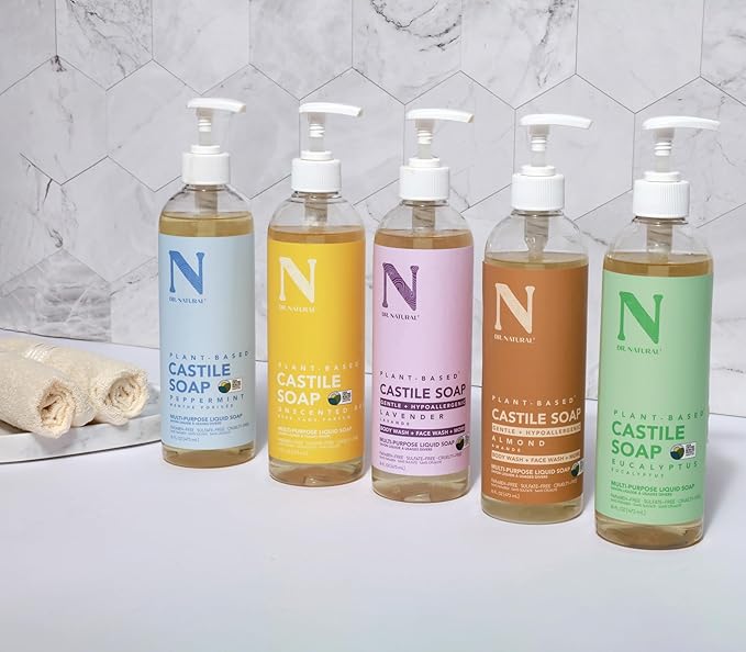 Dr. Natural Castile Liquid Soap - Multi-Use Body Wash, Shampoo and Face Wash - Hydrating Body Soap for Skin, Hair, Pets and Home - Eucalyptus - 16 oz