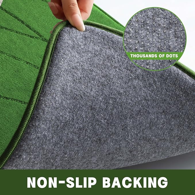 YIHOUSE Memory Foam Bathroom Rug Sets 3 Piece, Ultra Absorbent Bath Mat for Bathroom - Non-Slip Machine Washable & Dry Quickly, 3 Piece Bathroom Mat Set (Glass Green, 3 Pieces)