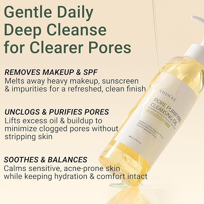 Pore Purifying Cleansing Oil – Korean Face Wash with Centella, Tea Tree, Green Tea & LHA – Gentle Makeup Remover for Sensitive, Acne-Prone Skin, Deep Pore Cleanser, 6.76 fl oz