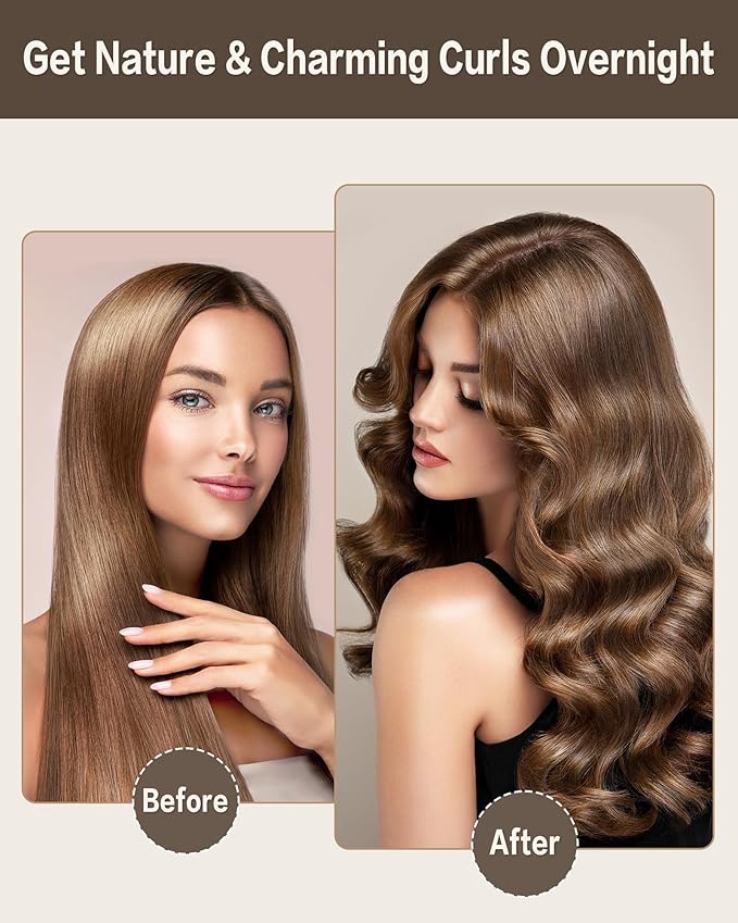 Heatless Curls Overnight with Satin Head Scarf, Velvet Hair Rollers for Blowout Look, No Heat Curling Rod for Long Thick Hair, Soft Sleep In Flexi Rods