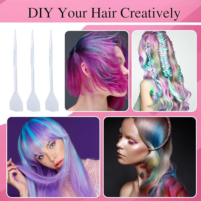 Bewudy 3 Pcs Hair Highlighting Caps, Salon Hair Coloring Dye Cap with Plastic Crochet Hook for Salon & DIY Dyeing