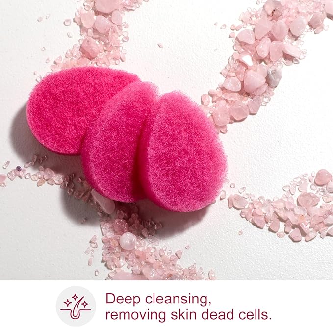 BS-MALL Facial Sponge 12 Pcs – Exfoliating Face Scrubber for Deep Cleansing, Removes Blackheads, Reusable Design, Perfect for Skin Care Routine (Hot Pink-Soft Texture)