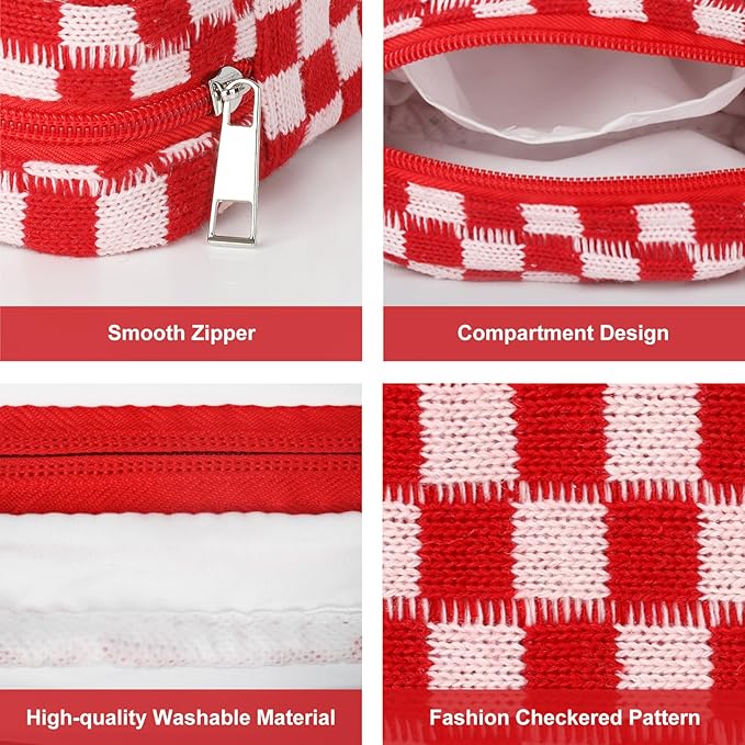 Sanitary Napkin Storage Bag, Menstrual Pad Zipper Bag Checkered Portable Period Bag Panty Liners, Tampon Storage Pouch for Women Ladies Daily Use Storage Purse Travel
