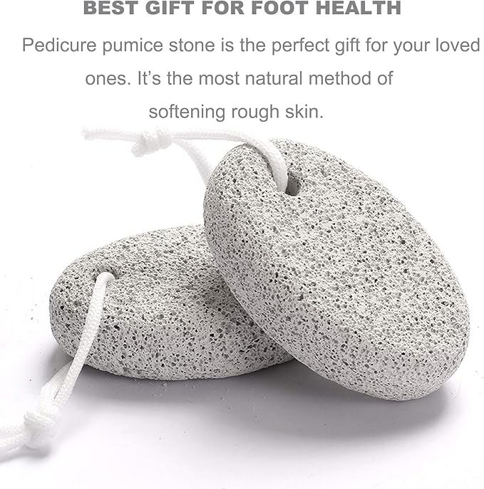 Natural Foot Pumice Stone for Feet, Borogo 2-Pack Lava Pedicure Tools Hard Skin Callus Remover for Feet and Hands - White