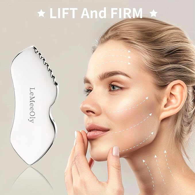 Stainless Steel GuaSha & Eye Cream Applicator Facial Tools, Metal Guasha for Face Neck, Eye Massager Tool, Lymphatic Drainage Face Massage Tool, Skin Care Gift
