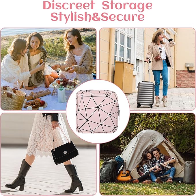 4Pcs Sanitary Napkin Storage Bag, Portable Period Bag for Teen Girls Woman, Pad Pouch Tampon for Purse, Reusable Zipper Period Pouches for Teen School Office Travel Feminine Care Organizer, Diamond