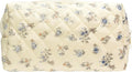 PAZIMIIK Vintage Quilted Makeup Bag Cosmetic Pouch for Brushes Pencils and Travel Make Up Accessories for Women and Girls Floral Blue