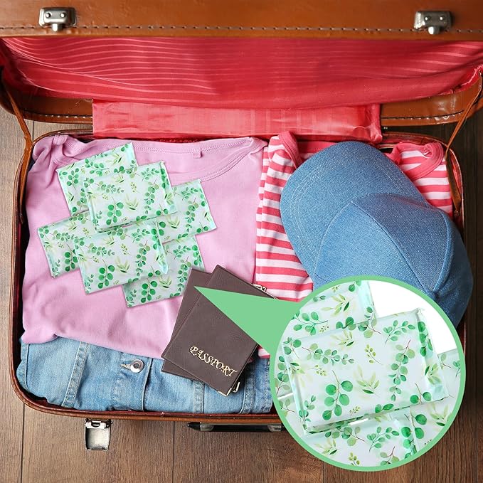 Geyee 50 Packs Tissue Travel Size Facial Paper Napkins Travel Packs Disposable Pocket Tissues for Wedding Guest Traveling School Purse Home Supplies, 500 Sheets 3 Ply(Leaves)