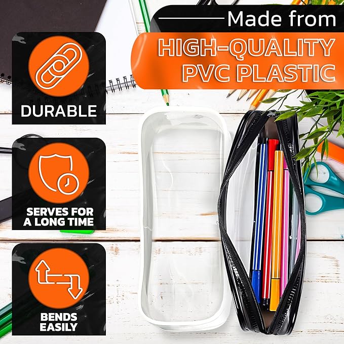Small Makeup Bag for Purse 7.78" x 3.15" x 1.37" – 2 Pcs Clear Zipper Pouches – Waterproof Plastic Small Cosmetic Bag for Purse, Space-Efficient, Stylish Design | Organizing Essentials on the Go