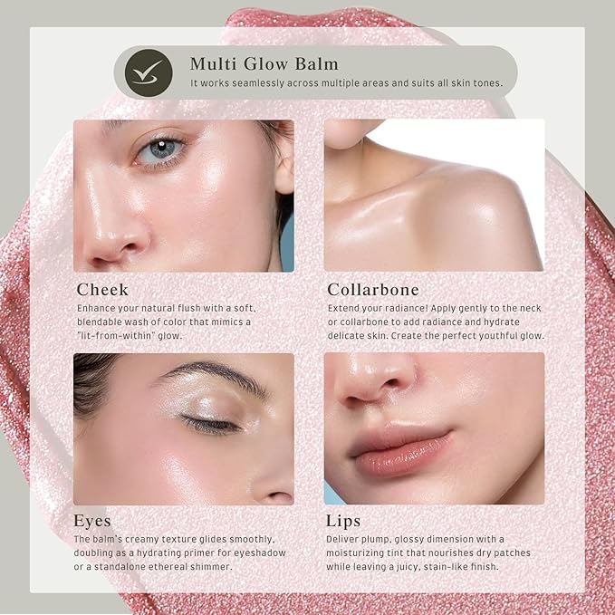 bayfree Multi Glow Balm Set, Cream Blush with Double-ended Brush, Radiant Finish, Hydrating, Creamy, Radiant Finish, Lightweight & Blendable Color, Face Balm