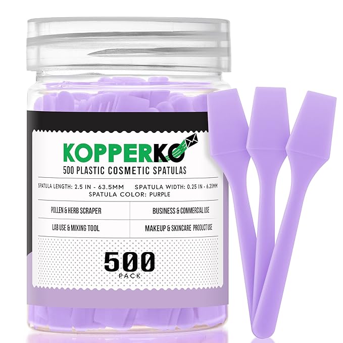 Mini Beauty Spatula (2.5", 500 Pack) - Small Beauty Spatulas for Creams, Cosmetics & Crafts | Moisturizer Applicator for Mixing, Cosmetic, Face Mask | Disposable Makeup Spoon | Purple