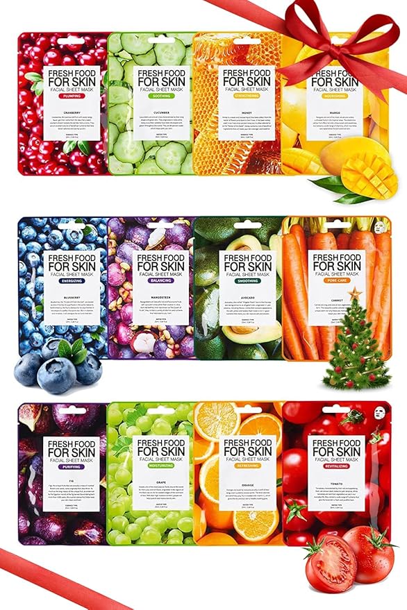 FARMSKIN Facial Sheet Mask - Hydrating, Moisturizing, Clarifying, Soothing Face Masks for Oily, Dry & Sagging Skin - Breathable & Fast-Absorbing - Vegan & Cruelty-Free Korean Skin Care (12 Packs)