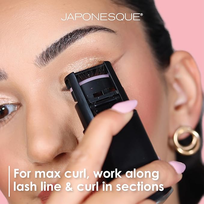 JAPONESQUE Heated Lash Curler, Long Lasting Eyelash Curler and Lifter, USB Powered, Heat Safety Settings, Electric Curler Tool