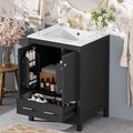 Bellemave 24" Bathroom Vanity with Sink Combo Set, Solid Wood Frame Bathroom Storage Cabinet with a Drawer, 2 Soft Closing Cabinet Doors with Organizer, Black