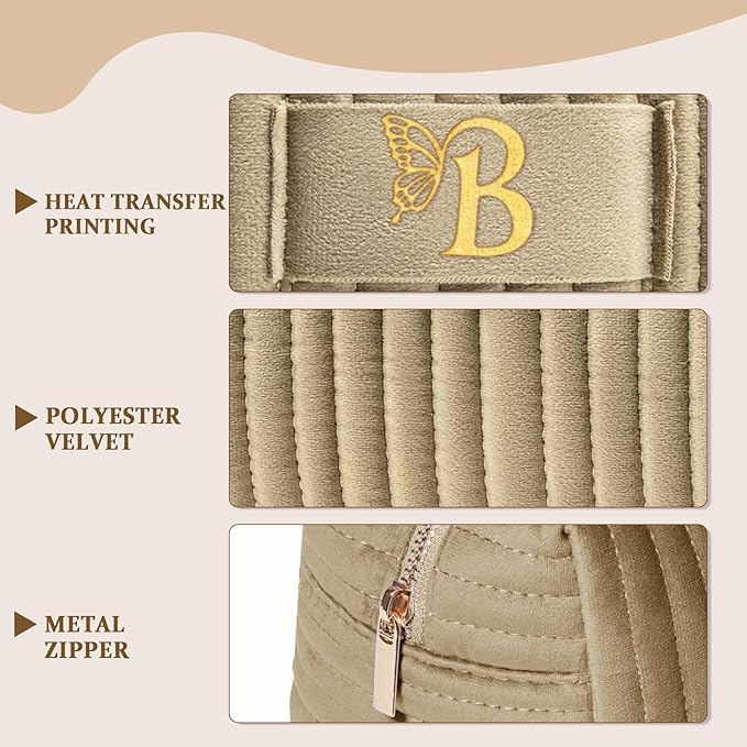 COSHAYSOO Sister Birthday Gifts for Women Best Friend Bestie Friendship Fashion Makeup Bag Make Up Cosmetic Pouch Travel Size Toiletries Skin Care Essentials Organizer Velvet Initial Letter B