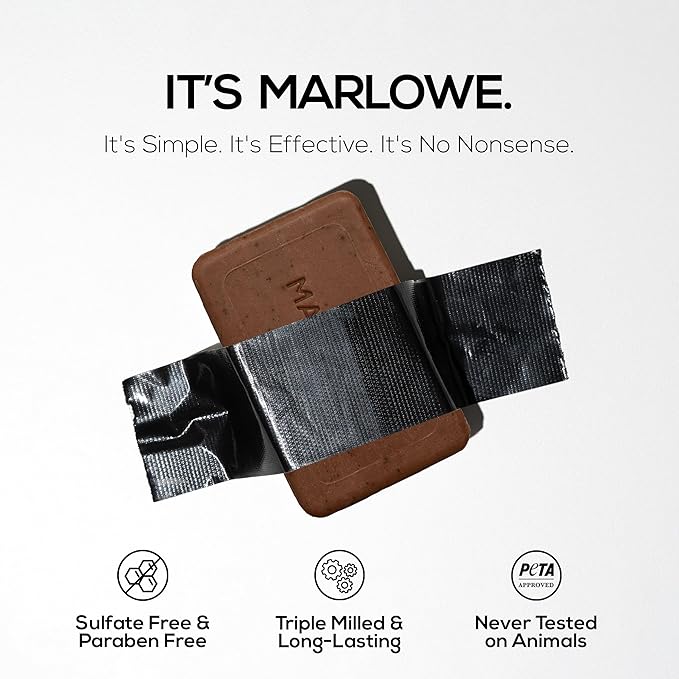 MARLOWE. No. 109 Coffee Bar Soap 7 oz, Body Scrub Soap for Men, Refreshing, Energizing & Exfoliating with Natural Extracts, Caffeine, Coffee Beans & Cocoa Butter, Fresh Brewed Scent