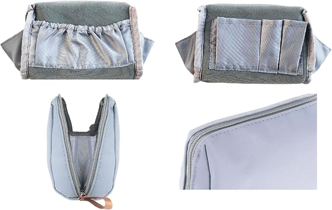 Small Makeup Bag for Purse Portable Waterproof Cosmetic Bag Travel Makeup Pouch for Women (Grey, Square)