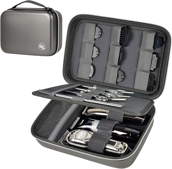 Boobowl Barber Accessories Bag for Clippers and Supplies, Mens Hair Trimmers Box, Portable Storage Organizer for Hair Cutting, Guard Grooming Kit and Barbers Supplies (Bag Only) (Dark Grey)