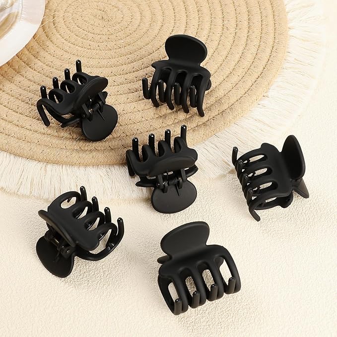 6 Pcs Hair Clips Small Claw Clips for Thin Hair Medium Matte Non-slip Hair Accessories for Women and Girls (Black)