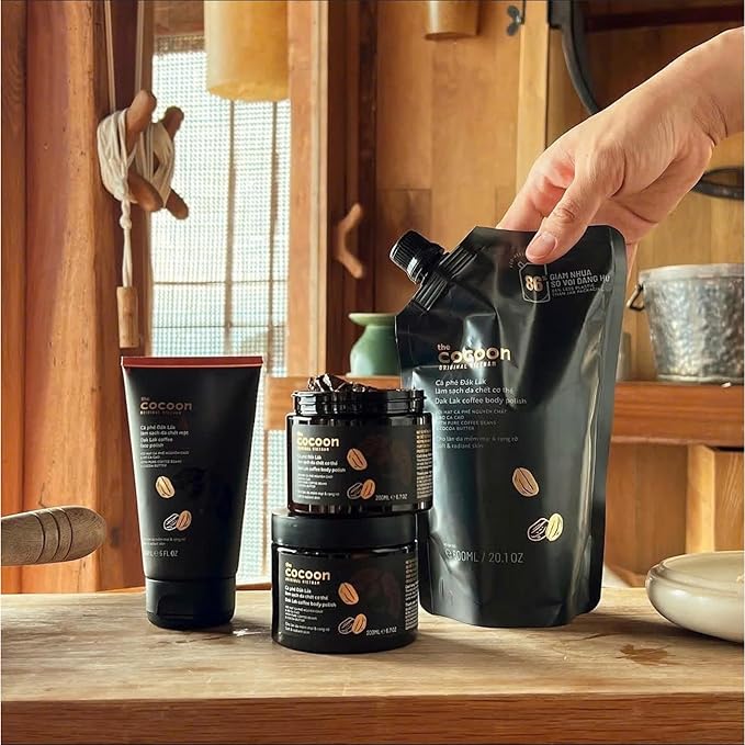 COCOON DAKLAK COFFEE BODY POLISH 600ML - Cà Phê Đắk Lắk Làm Sạch Da Chết Cơ Thể
