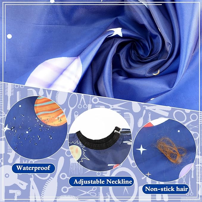 FEBSNOW Kids Hair Cutting Cape, Professional Kids Barber Cape Cartoon Pattern Apron with Adjustable Closure for Children Salon Barber Supplies