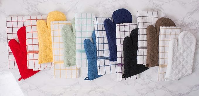 DII Basic Terry Collection Quilted 100% Cotton, Potholder, Black, 3 Piece