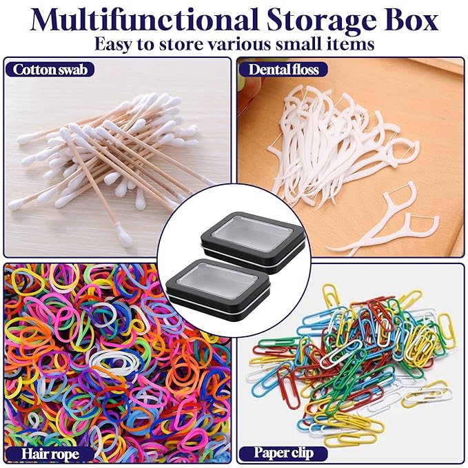 2Pcs Cotton Swab Holder for Travel, Portable Swab Case with Dustproof Lid, Travel Floss Picks Cases for Cotton Swabs Hair Ties Floss(Black)