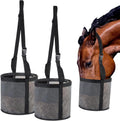 2 Pcs Horses Feed Horse Bag for Grain Hay Bags Heavy Duty Mesh Horse Feeder with Adjustable Strap Comfort Neck Pad Nose Pad and Waterproof Bottom Muzzle(Gray)