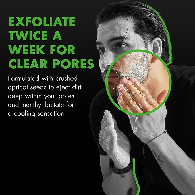 Tiege Hanley Exfoliating Face Wash for Men, Gentle Fragrance-Free Face Scrub With Apricot Seed Powder, Vitamin B3, & Allantoin, Cooling Exfoliator, Gentle on Sensitive Skin, Men’s Skin Care, 2 FL Oz
