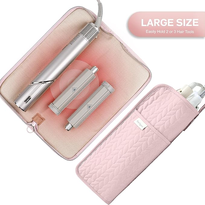 Hot Tools Organizer Heat Resistant Mat Case Hair Tools Holder Travel Bag Portable Hair Styling Tools Cover Pouch for Curling Iron,Flat Iron,Hair Straightener (Pink)