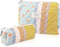 2PC Makeup Bag Set, Cute Cosmetic Bag for Women Girls, Floral Coquette Aesthetic Toiletry Bag, Travel Make Up Organizer Bag (Color-Coded Floral)