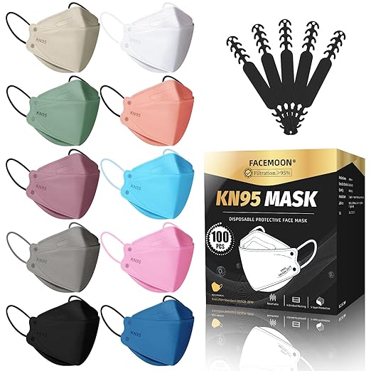 KN95 Face Mask Disposable Adults - 100 Pack Adjustable 5 Layer Protection KN95 Face Mask Breathable Comfortable Respirator KN95 Mask Individually Wrapped Women Men