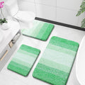 OLANLY Bathroom Rugs Sets 3 Piece, Soft Absorbent Microfiber Bath Mats and U-Shaped Contour Toilet Rug, Plush Shaggy Bath Mat Set for Bathroom (36"x24"+24"x16"+24"x20", Green)