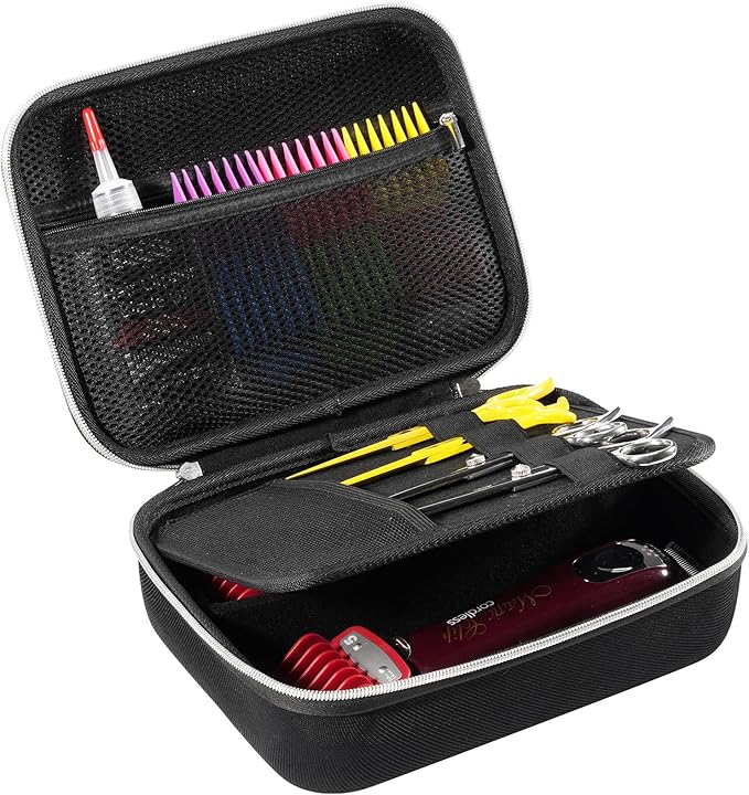 ProCase Hard Hair Clippers Case, Barber Supplies Hair Cutting Tool Accessories Storage Organizer, Trimmer Travel Bag for TPOB/Hatteker/Oneisal/Wahl 5Star/Andis Men Razor Guard Grooming Kits -Black