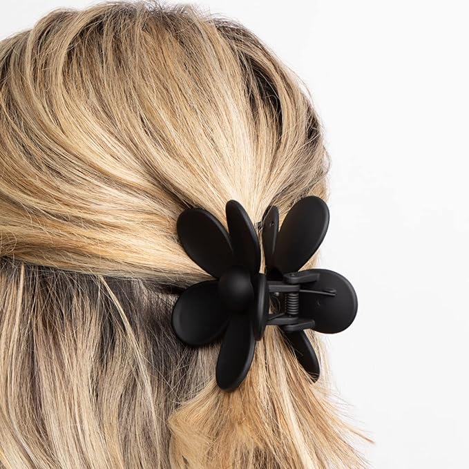 Flower Hair Clips 8PCS, Large Claw Clips for Women Girls Thick Thin Hair, Strong Hold Non slip Big Matte Dasiy Jaw Clamps Hair Accessories 8 Colors