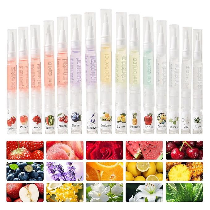 NOVAL Cuticle Oil Pen Set - 15 Scented Cuticle Oil Pens for Healthy, Strong Nails - Bulk Pack for Nail Salon - Nourishing, Travel-Friendly, Perfect for Home Use